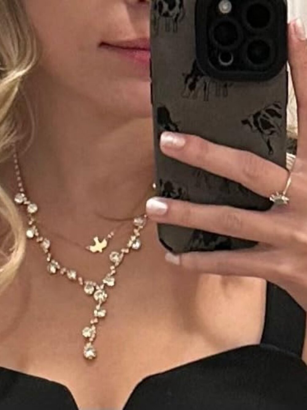Sixexey Gold Rhinestone Jewelry Set | Sparkly Prom & Wedding Necklace